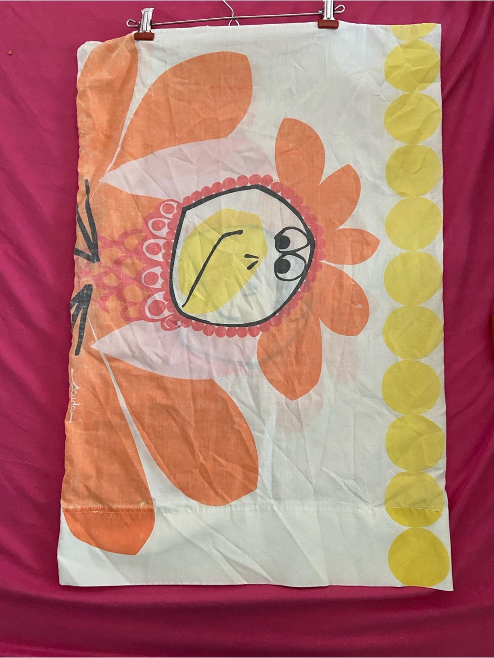 VINTAGE SCUDA MCM Bright Orange & Yellow Chicken Pillowcase